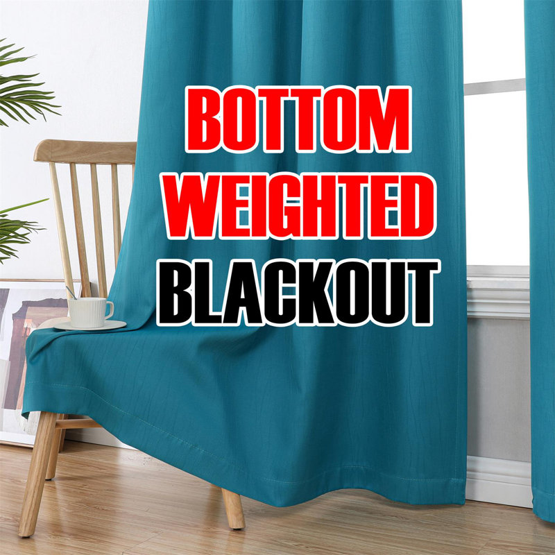 Embossed Blackout Curtain, 50" W x 84" L, Turquoise