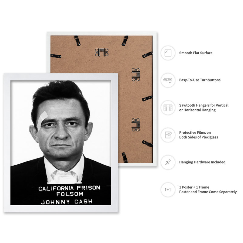 Johnny Mugshot, Poster, 24"H x 32"W, White Framed