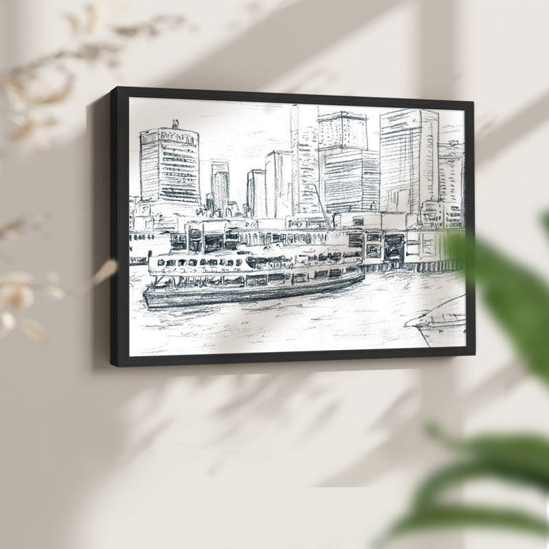 Ferryboats IV -Framed Print - Restickable, 8" H x 10" W, Black