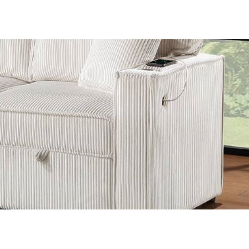Canapé modulaire Palomino, Velours côtelé beige