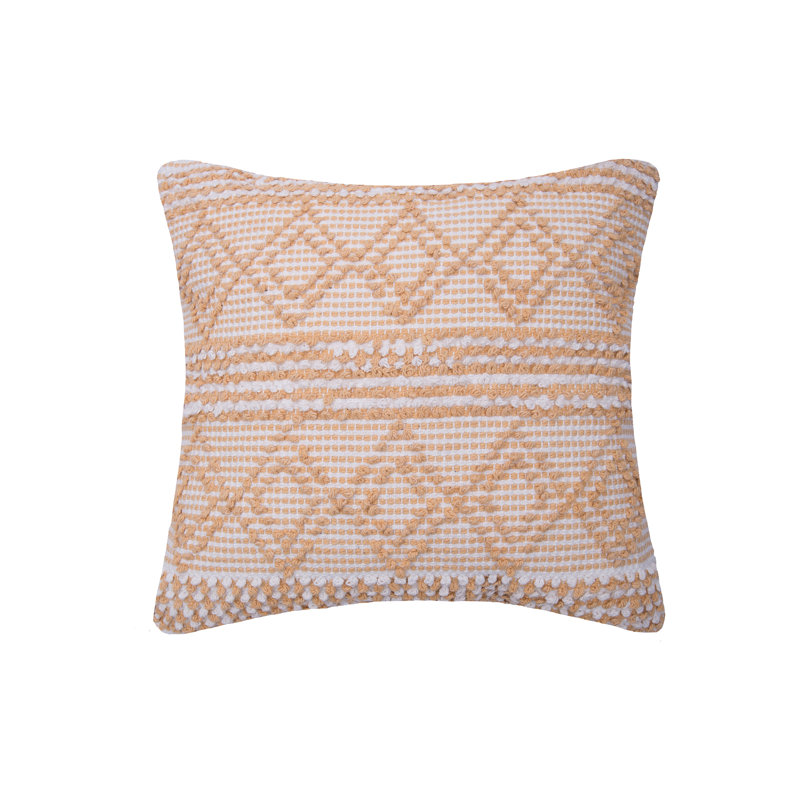 Trinity Sky Geometric Woven Square Throw Pillow, Yellow