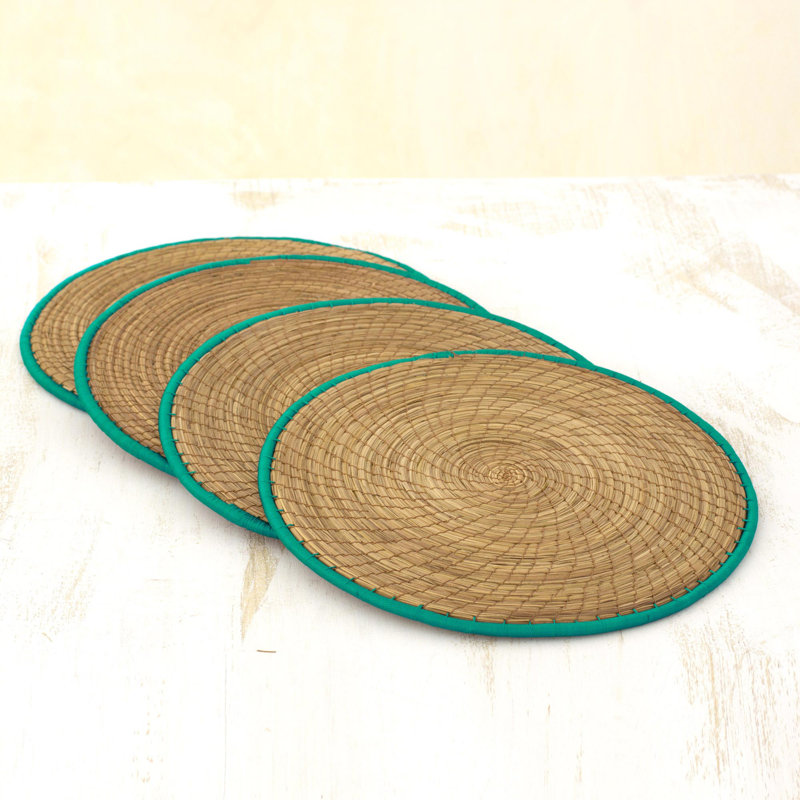 Polyester Round Placemats, Green