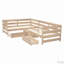Lit plateforme en L avec trois tiroirs de rangement-110752130