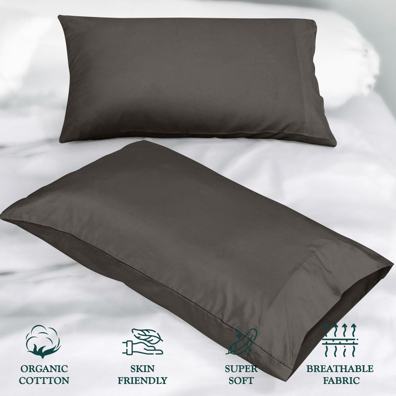 ROYALE LINENS 300 Thread Count 100% Long Staple Combed Cotton Pillowcases Set of 2 - Ultra Soft - Standard Bed Pillow Cover - 20"x26" - Breathable, Cool & Crisp Percale Pillow Case (Std, Lake Blue)
