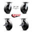 Ensemble de roulettes pivotantes en nylon rempli de verre 8 pouces 2 verrous pivotants 2 freins SCC