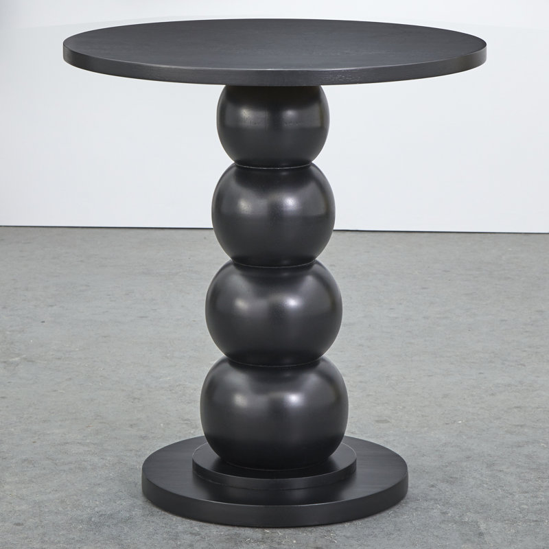 Spheres Round Solid Wood Base Dining Table, Black