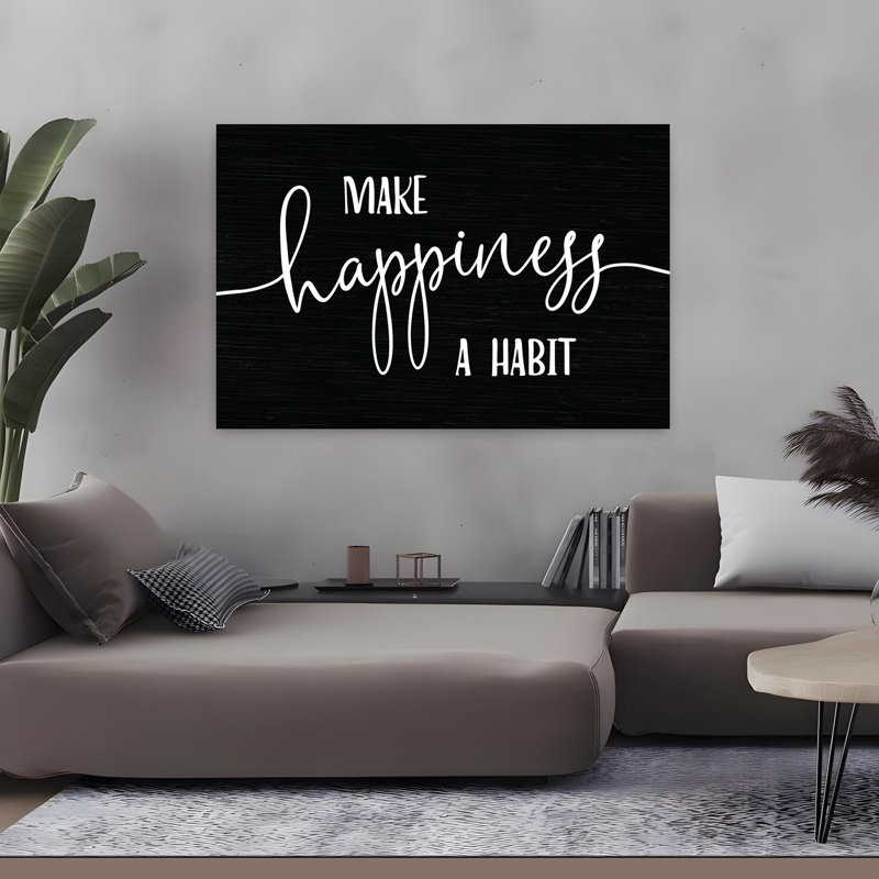 «Make Happiness A Habit», art contemporain abstrait, H 48 po x l 32 po