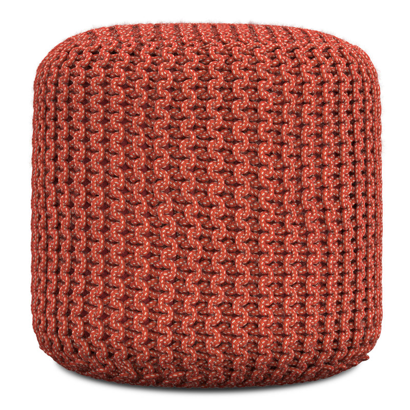 Pouf rond tricoté intérieur / extérieur en polyester PET de 18 po Wynne