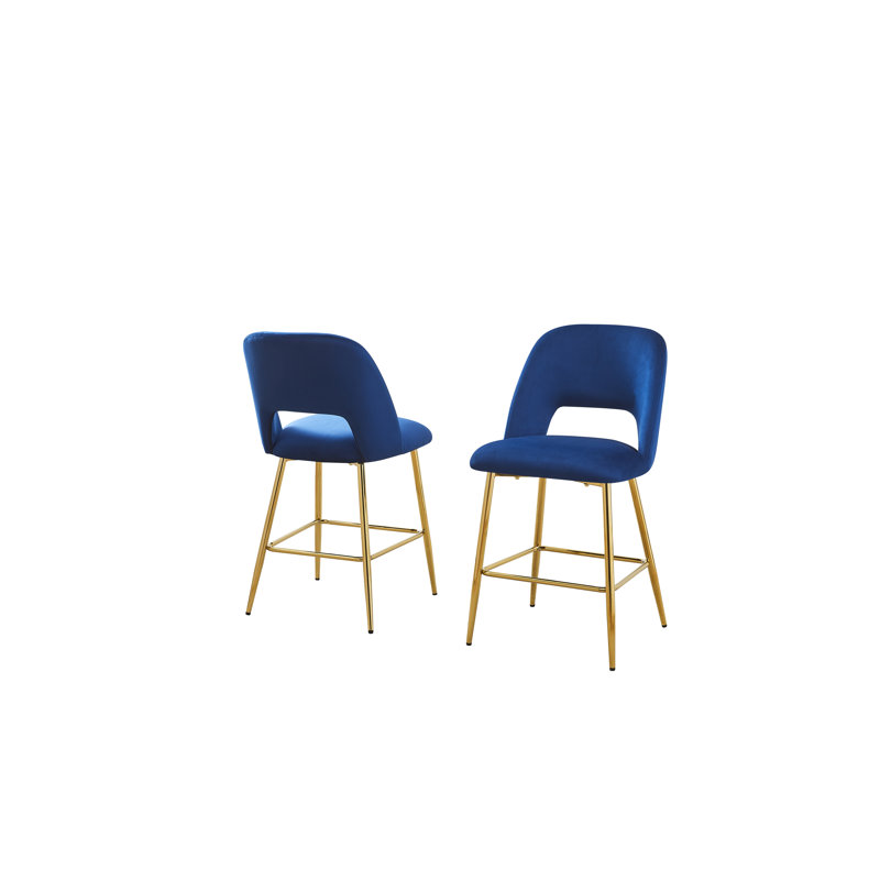 Braebury Upholstered Counter Stool with Metal Frame, Blue, Counter Stool (24” Seat Height)