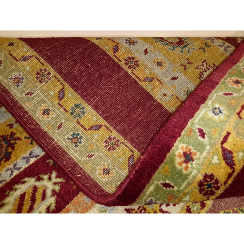 Tapis multicolore rayé en laine / coton fait à la main 5 pi 6 po x 7 pi 11 po