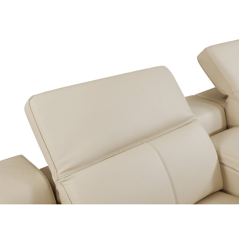 Divanitalia Top Grain Italian Leather Loveseat, Beige