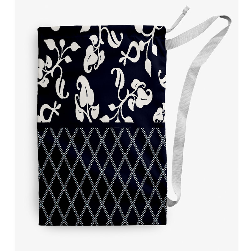 Sac à linge Scroll Dot, Moyen (H 36 po x l 28 po), Bleu