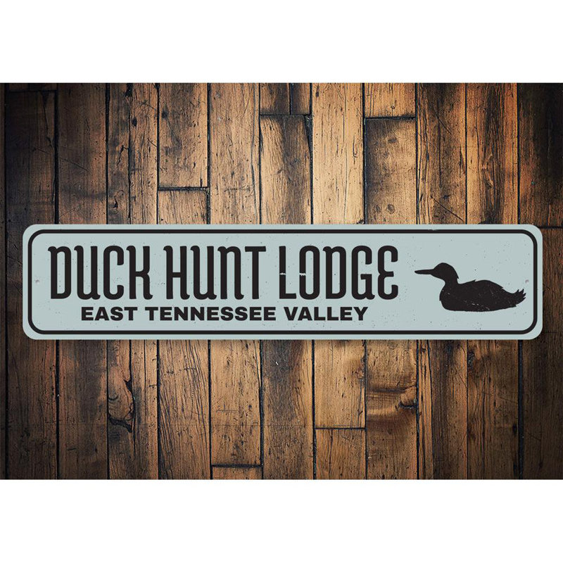 Plaque en aluminium Duck Hunt Lodge, H 4 po x l 18 po x P 0,04 po