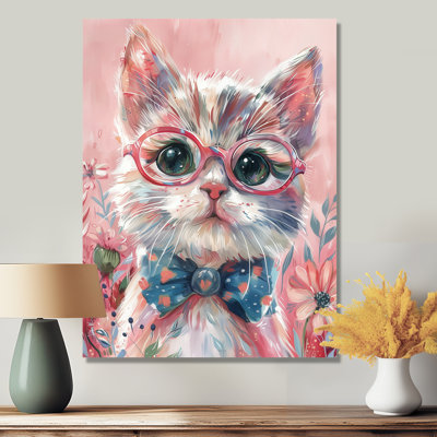 Intellectual Cat Portrait With Glasses I - Cat Wall Art