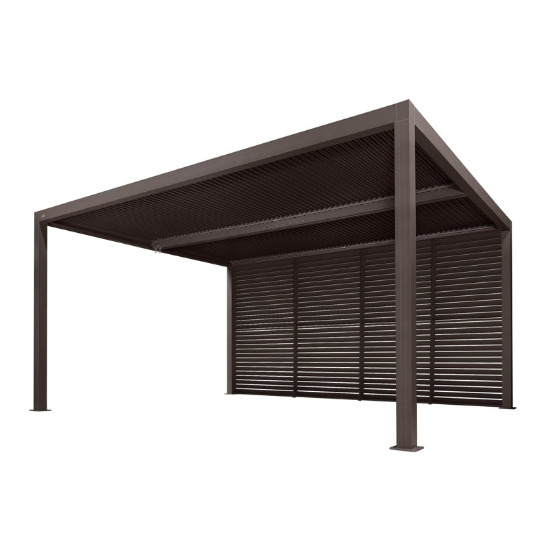 Purple Leaf Outdoor  Louvered Pergola With Detachable Louver Wall Patio Adjustable Aluminum Canopy Retractable Metal Roof For Deck Outside Backyard Hardtop Gazebo Sun Shade