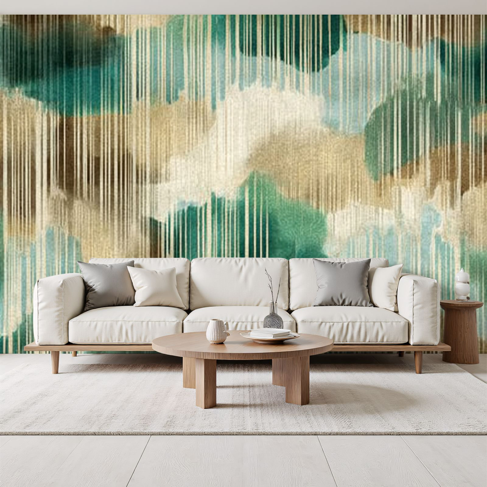 Red Barrel Studio Peel and Stick Wallpaper Abstract teal brown drip ...