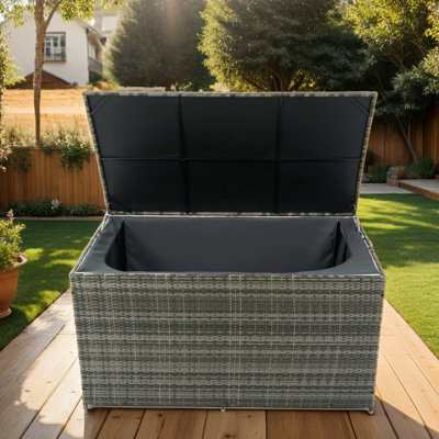 200 Gal Deck Box, Rattan Outdoor Storage Box Waterproof With Liner, Wicker Patio Storage Box For Pool Accessories, Toy Storage, Cushions by iYofe