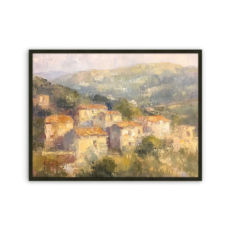 Reproduction d'art campagne italienne par Heidi Kuntz, L 24 po x H 18 po, Noir, Framed Print