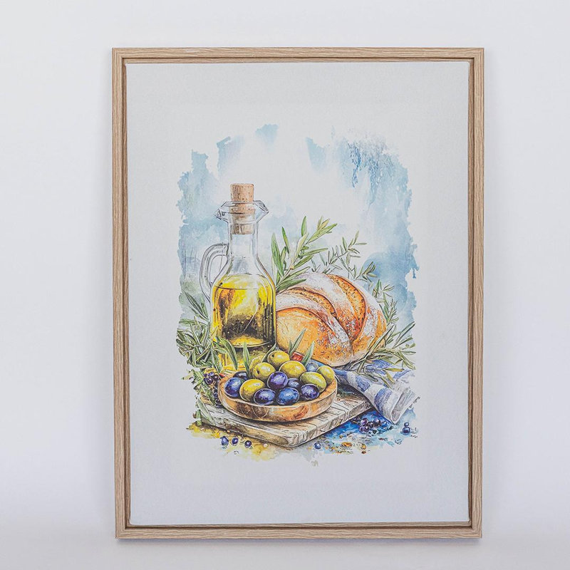 Pique-nique du pain et des olives, reproduction d'art sur toile
