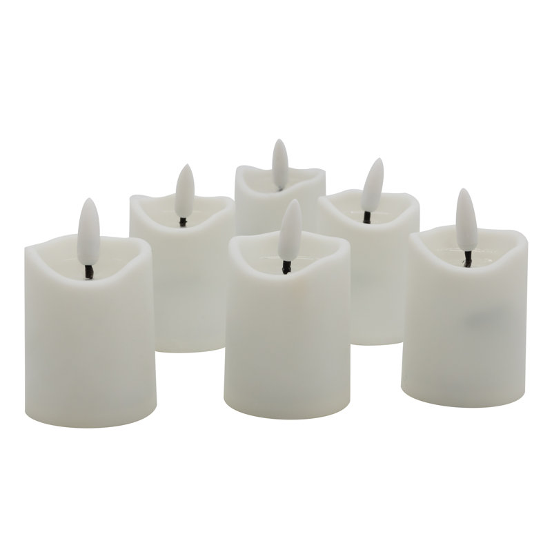  Mini-piliers à pile à mèche 3D à piles - 6 pièces, Blanc