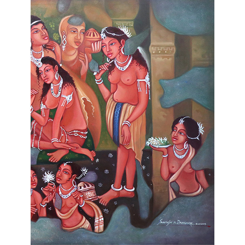 Ajantha, peinture à l'huile | Sur toile | Par Santosh Narayan Dangare