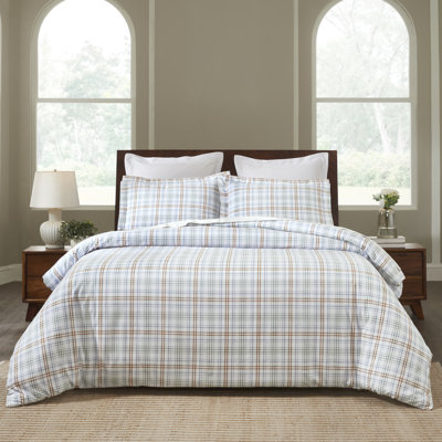 Cotton Flannel Plaid Duvet Cover Set
