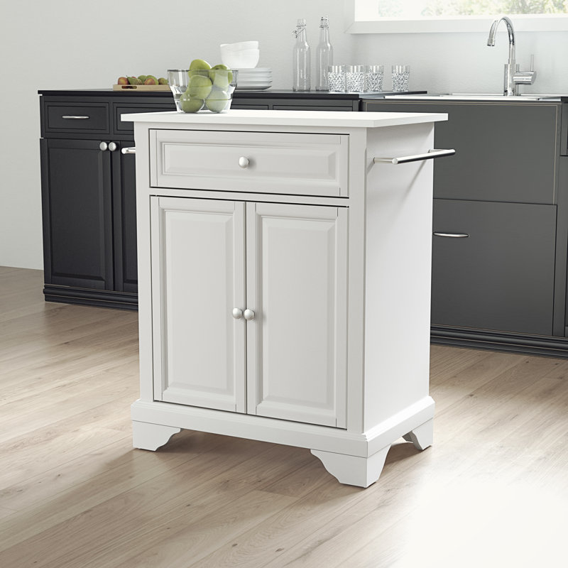 Apolonia Granite Top Kitchen Cart, White
