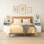 15.7" White Nightstand, P2 Particleboard, Matte Melamine, Beveled Drawer, 2 Drawers-1384403651