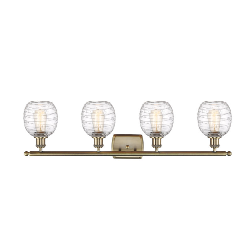 Éclairage pour salle de bain 4 lumières en laiton antique, Laiton antique, DEL