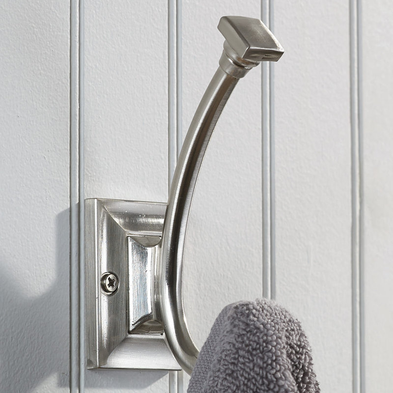 Transitional Metal Wall Hook, Brushed Nickel