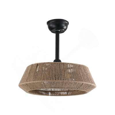 19" Bedroom Fan Light with Rope Suspension with 4 Bulbs, Dimmable, 7 Dlades, Reversible DC Motor