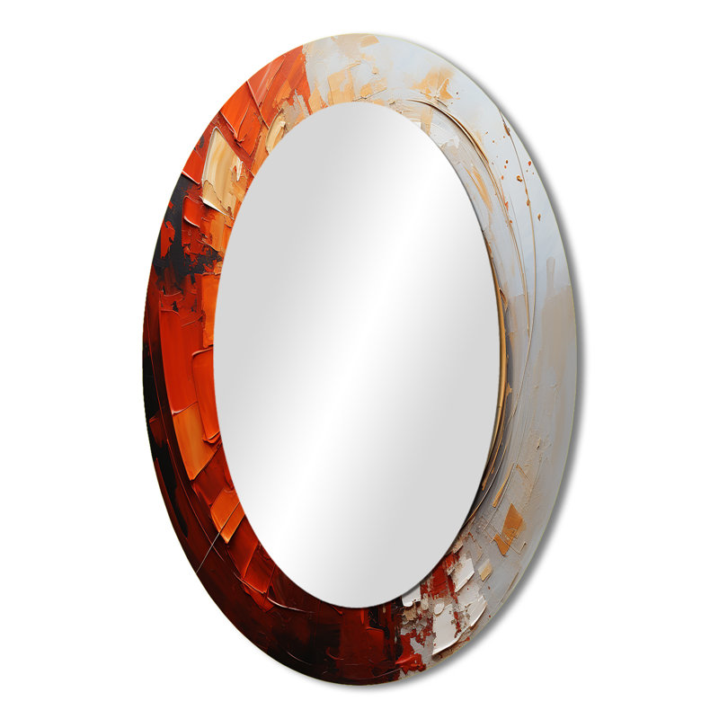 Energetic Spiralscape I - Abstract Oval Decorative Mirror On Metal, 36" x 24"