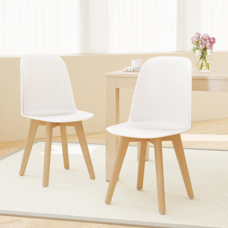  Ensemble de 2 chaises de cuisine modernes sans accoudoirs, capacité de charge de 330 lb, blanc, 2, Blanc