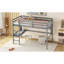 Lit mezzanine simple avec bureau et tablettes, barrière de sécurité et échelle-847306386
