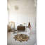 Tapis décoratif rond multicolore à motif tissé beige multicolore