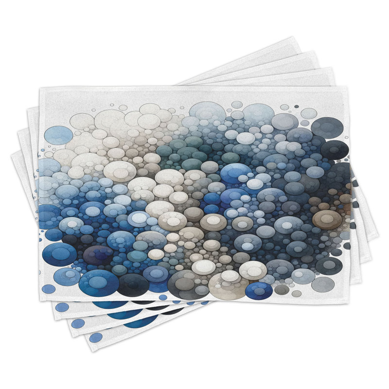 Eggshell and Dark Slate Blue Polyester Rectangle Placemats Set of 4