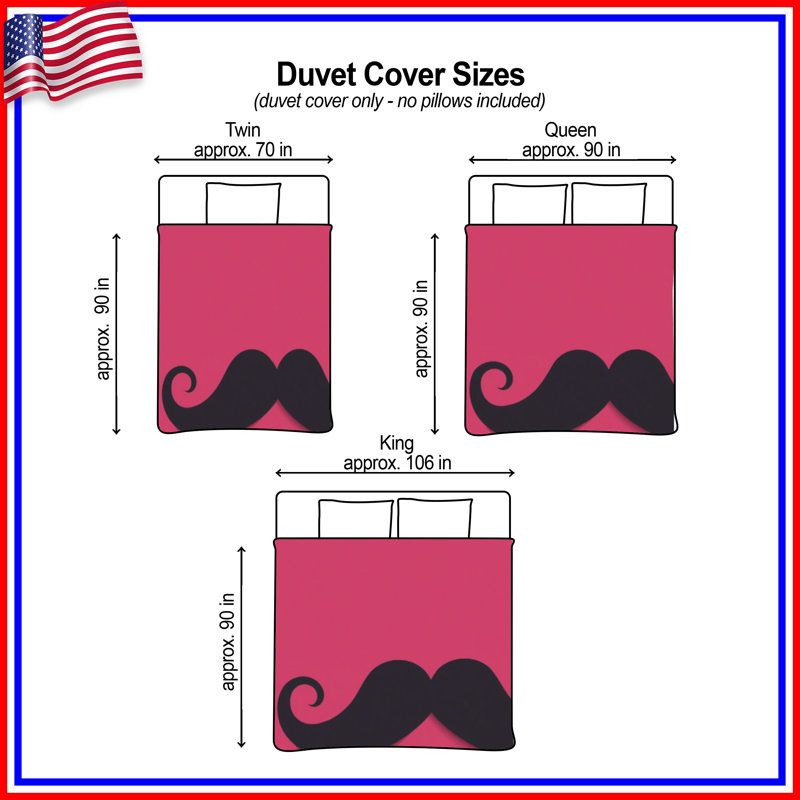 Housses de couette noires avec moustache frisée, Grand lit
