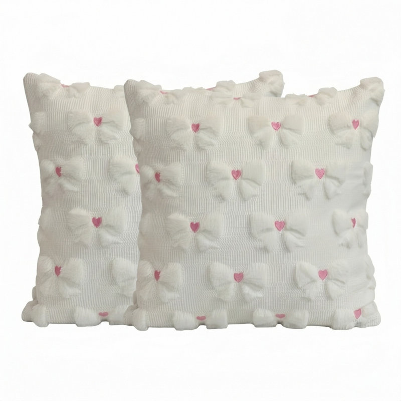 Bow Pillow Covers Set Of 2, White