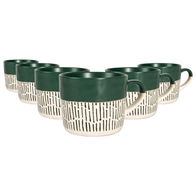 Nicola Spring - Dipped Dash Stoneware Coffee Mugs - 450ml