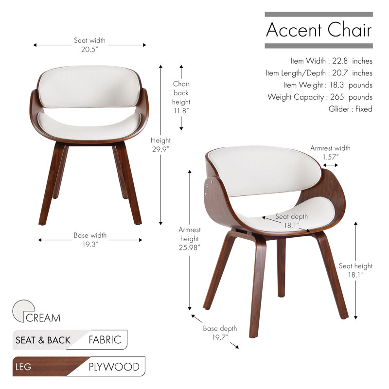 Tomlin Upholstered Accent Chair, Cream Polyester Blend