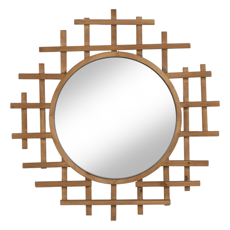 Solid Wood Round Mirror