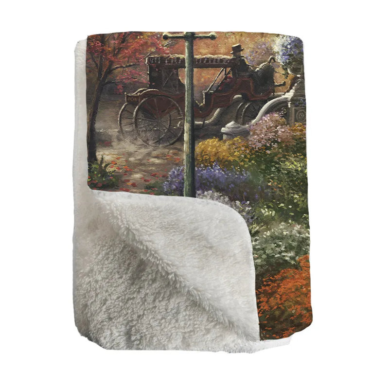 Jeté en sherpa Thomas Kinkade Autumn in New York