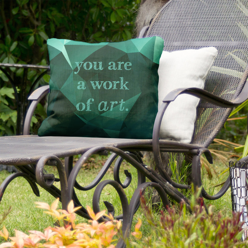 Coussin décoratif intérieur/extérieur travail d’art, 16 po x 16 po, Vert émeraude