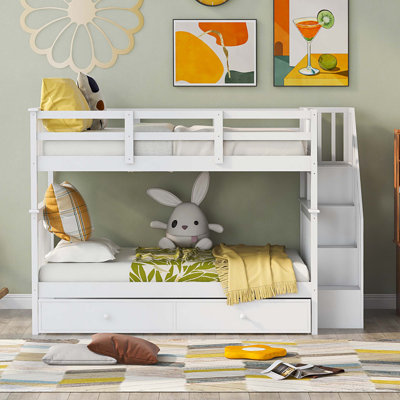 Hideshi Kids Bunk Bed with Trundle for Bedroom, Dorm, Adults by Harriet Bee