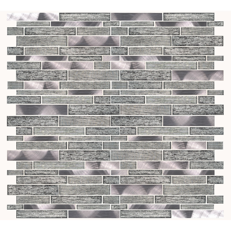 Lavera Noire Interlocking 12 in. x 12 in. Glass Metal Blend Mosaic Wall Tile