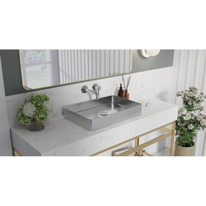 Lavabo de salle de bain vasque en acier inoxydable brossé 23,62 po x 15,75 po Badeloft ES-WB-600-BS, Acier brossé
