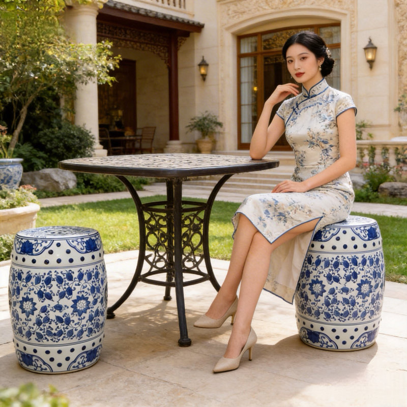 Tabouret en céramique de style chinois