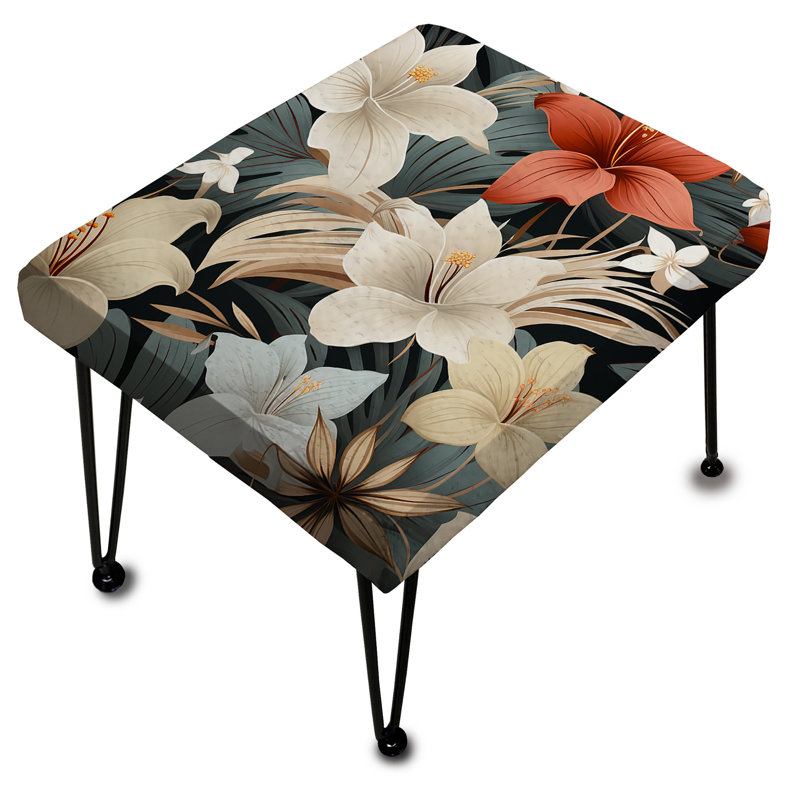 Motif tropical sérénité monochrome - Repose-pieds rectangulaire tropical