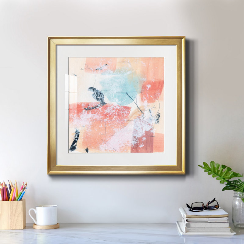 Toile encadrée chaleureuse «I-Premium» - Prêt à accrocher, H 30,5 po x l 30,5 po x P 1,5 po, Papier avec cadre doré, Blanc