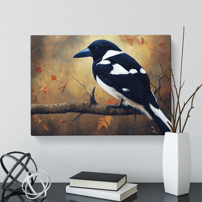 Edgy Magpie Bird - Wrapped Canvas